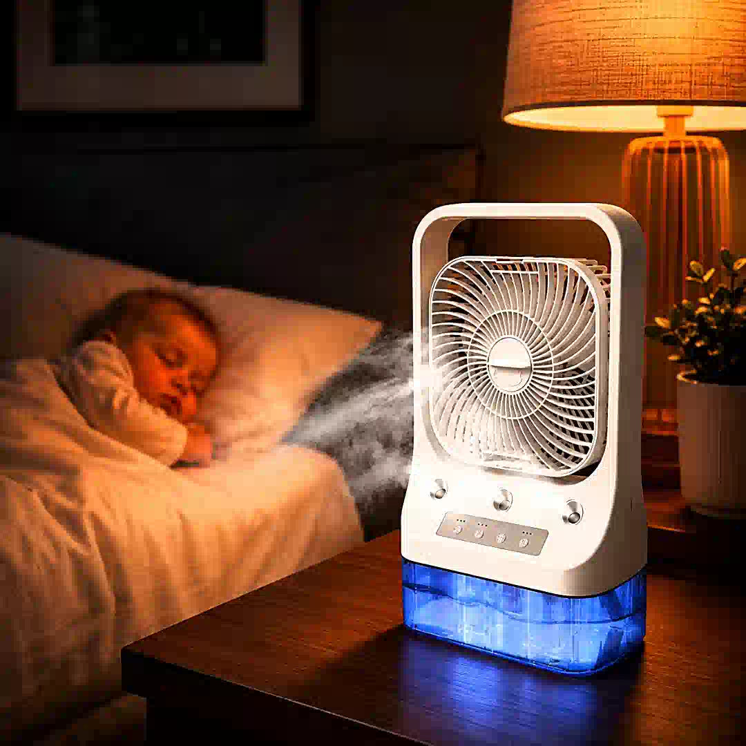 Cooler Fan with Humidifier & LED Night Light